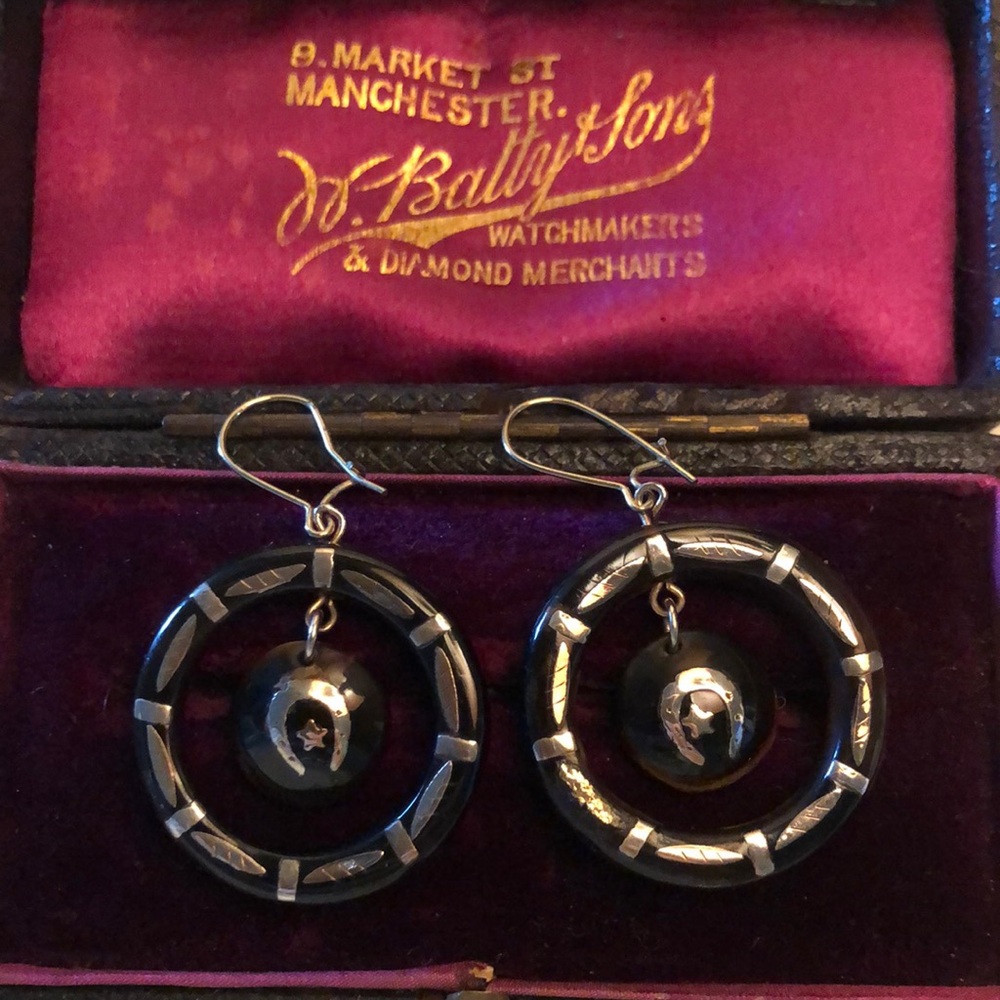 Victorian pique tortoise shell earrings